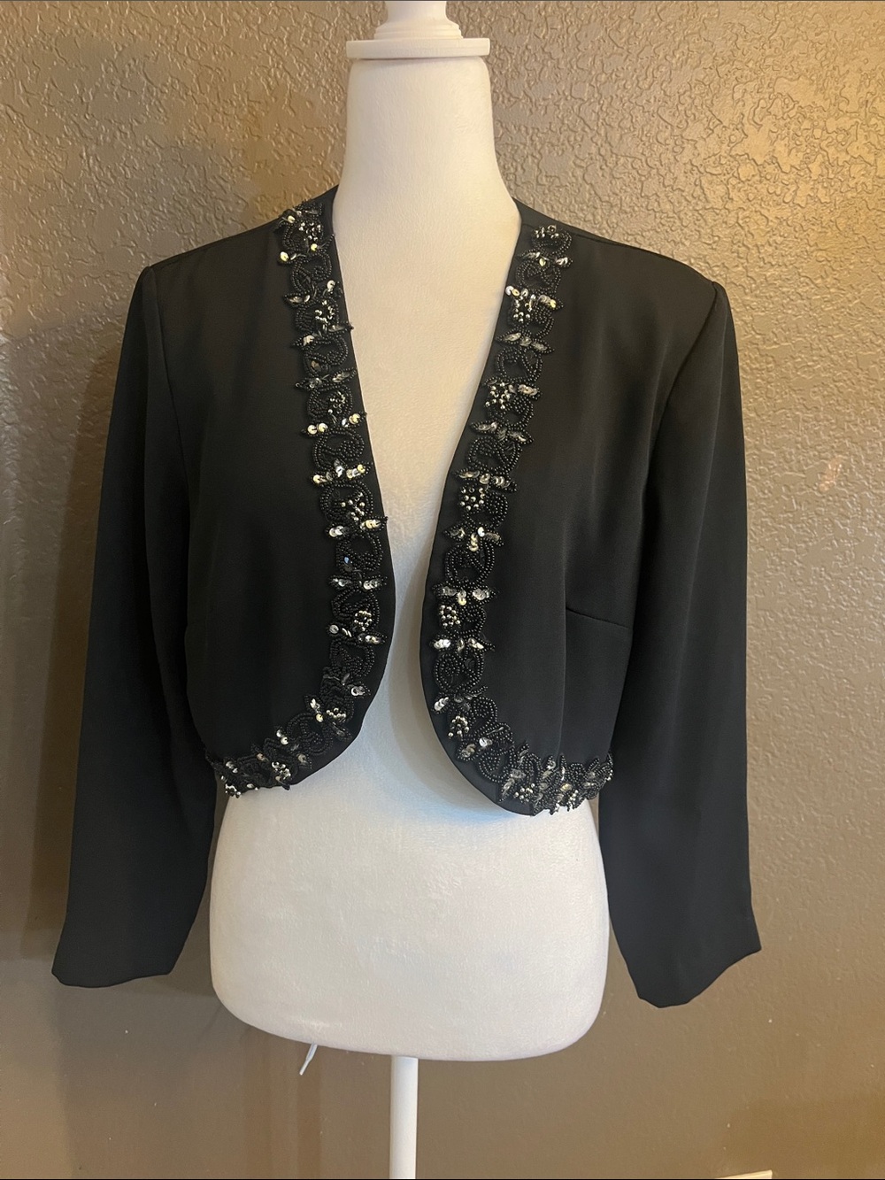 CDC Black Beaded Cropped Blazer